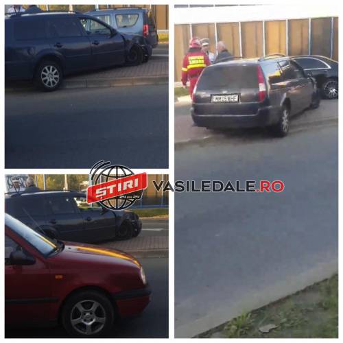 DOUĂ ACCIDENTE IDENTICE: Doi șoferi și-au avariat mașinile în sensul giratoriu de pe str. V. Lucaciu (FOTO, VIDEO)