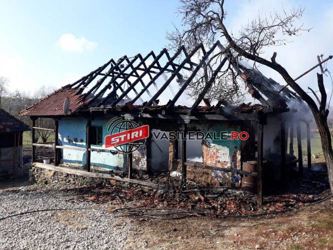 FOC: O gospodărie a fost distrusă de flăcări la Urmeniș (galerie foto)