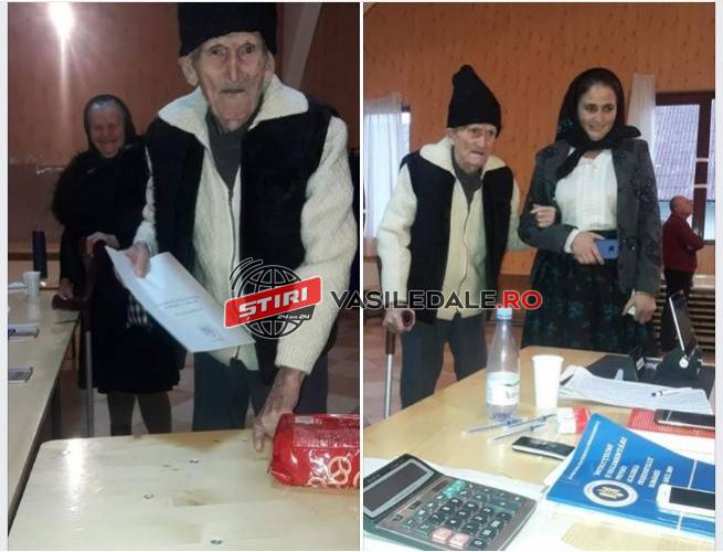 VĂLENI, MARAMUREȘ: La vârsta de 100 de ani, cpt. erou Ioan Godja-Ou a votat ”pentru un viitor mai bun!” (FOTO)