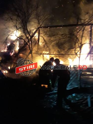 INCENDIU PUTERNIC: Şopron cu fân în flăcări la Asuaju de Sus (FOTO)