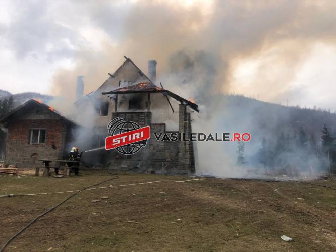 GALERIE FOTO: Incendiu la o cabană din Vişeu de Sus