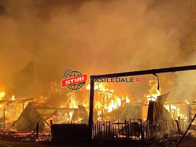 EXCLUSIV VIDEO: 13 garaje și lemnării incendiate la Nistru azi noapte. Un pompier rănit. Poliția anchetează doi suspecți
