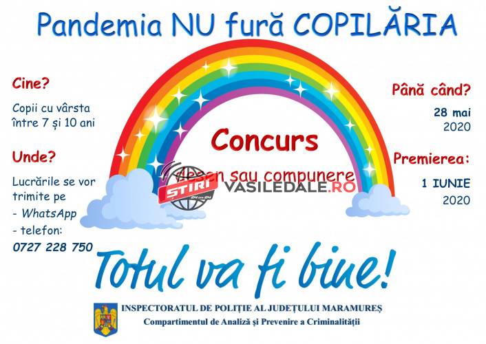PANDEMIA NU FURĂ COPILĂRIA! Concurs de 1 Iunie organizat de IPJ Maramureş