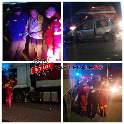 FOTO, VIDEO EXCLUSIV: A intrat cu maşina sub un TIR la Vişeu de Sus. Pe șoferul vinovat abia l-au ținut doi salvatori atât era de beat. 1,76 în etilotest
