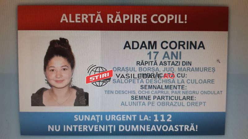 ALERTĂ RĂPIRE: O minoră a fost răpită din Borșa sub privirile fratelui ei
