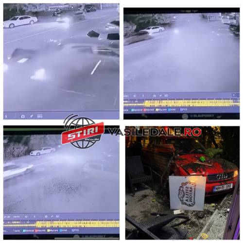 FOTO / VIDEO EXCLUSIV / ACTUALIZARE: Urmărit de poliție, un şofer beat și fără permis a lovit două mașini apoi s-a oprit într-o terasă la Şomcuta Mare