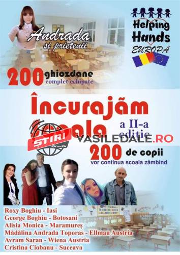 ÎNCURAJĂM ŞCOALA: 200 de ghiozdane echipate vor ajunge la tot atâţia copii nevoiaşi
