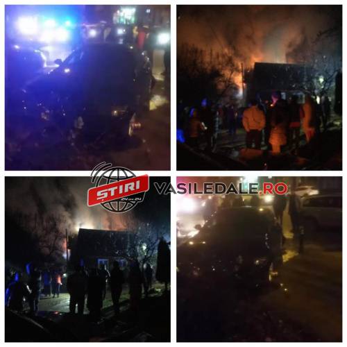 FOTO: Accident în Baia Mare, casă în flăcări la Poienile de Sub Munte