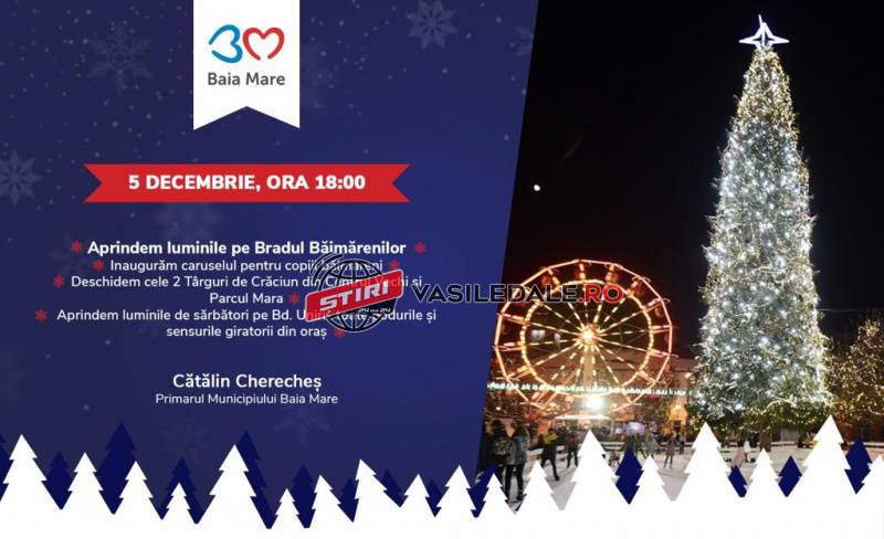 BAIA MARE IESE DIN CARANTINĂ: În 5 decembrie se inaugurează iluminatul ornamental, caruselul și Bradul Băimărenilor