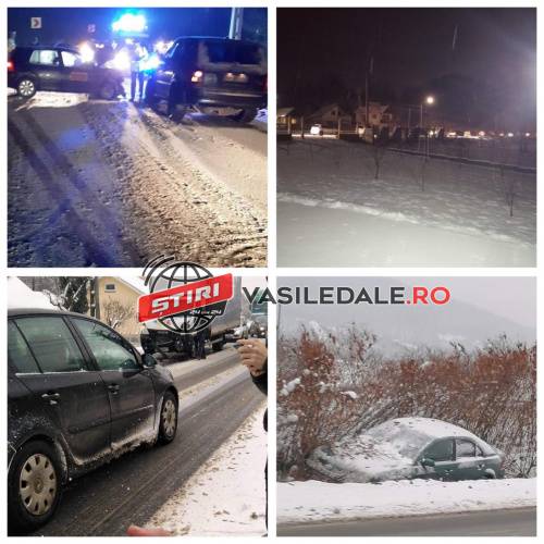 EXCLUSIV FOTO: Ninsorile aduc haos pe șosele – Impact violent la intrare în Sighetu Marmației. Accidente și în Bușag și Baia Mare (ACTUALIZARE)
