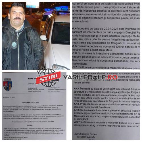 FOTO DOCUMENT – DE NOAPTEA MINȚII: ȘEFUL POLIȚIEI LOCALE BAIA MARE a interzis ceva ce e interzis printr-o lege PENALĂ!!!!