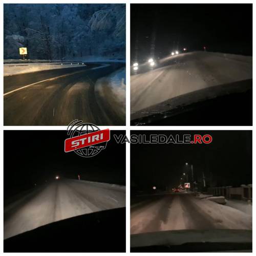 VIDEO: Cu viteza melcului pe drumurile naţionale. Ninge abundent în Maramureş