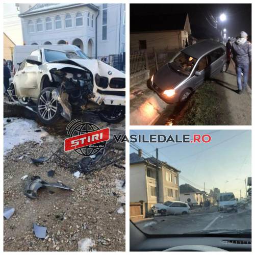 FOTO: Cu BMW-ul în gardul casei parohiale. Evenimente rutiere soldate cu pagube materiale în Vișeu de Jos (DN18) și Ilba (DN1C)
