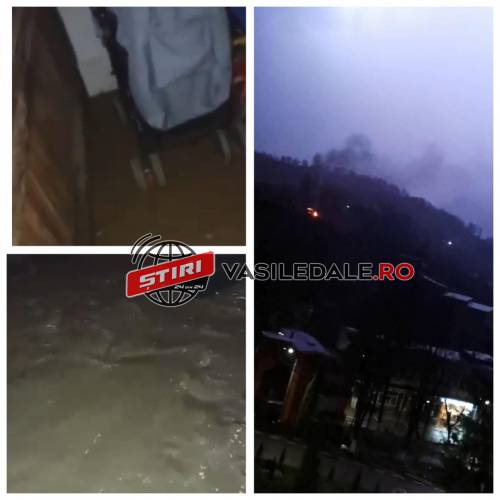 FOTO VIDEO EXCLUSIV: În Noapte Învierii localnicii din Coaș s-au trezit că apa le inundă curțile și garajele. La Cavnic, a fost furtună