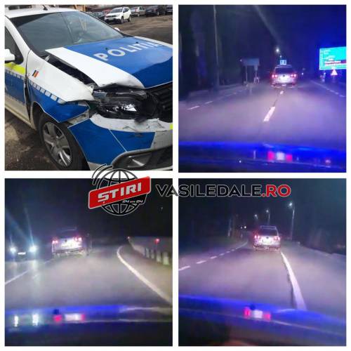 EXCLUSIV FOTO / VIDEO: Urmărire în trafic la Vişeu de Sus. Poliţiştii au tras focuri de armă şi şi-au distrus autospeciala încercând să oprească un şofer (actualizare)
