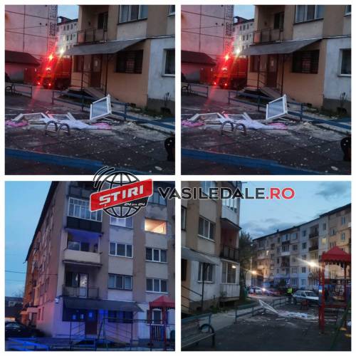 FOTO EXCLUSIV / VIDEO: Explozie puternică într-un bloc din Sighetu Marmaţiei. Proprietarul apartamentului, transportat la spital cu arsuri la mâini şi picioare