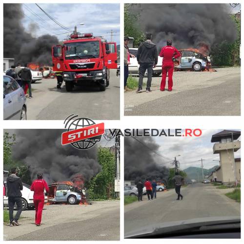FOTO, VIDEO EXCLUSIV: Maşină în flăcări lângă Penitenciarul Baia Mare(actualizare)
