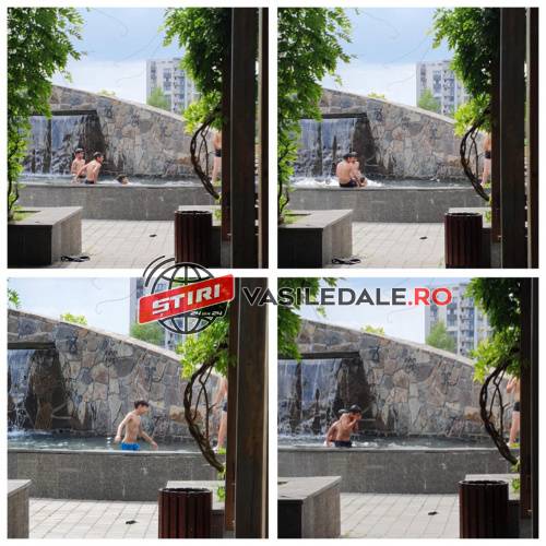 COD ROȘU ÎN PARCUL CENTRAL: În lipsa unui ștrand, copiii unor băimăreni se bălăcesc în fântânile arteziene (foto exclusiv)