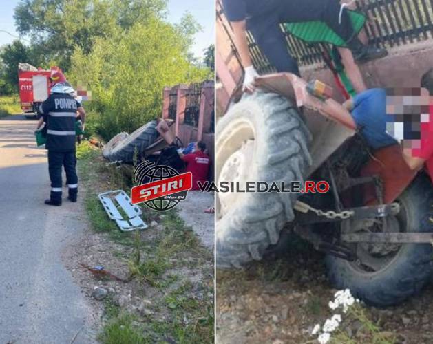 FOTO: Bărbat grav accidentat de un tractor la Bixad. A fost transportat de urgenţă în Baia Mare