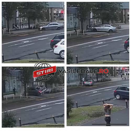 EXCLUSIVITATE: AVEM IMAGINILE ȘOCANTE ale nenorocirii din stația de autobuz VIVO MALL Baia Mare. Doi tineri s-au ferit în ultima clipă de BMW-ul scăpat de sub control