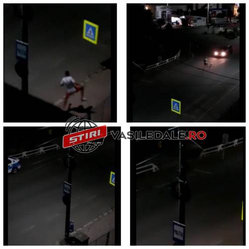 VIDEO CITITORI – AROGANȚĂ ÎN STRADĂ: Pase cu mingea în miez de noapte în fața sediului Poliției Târgu Lăpuș (ACTUALIZARE)