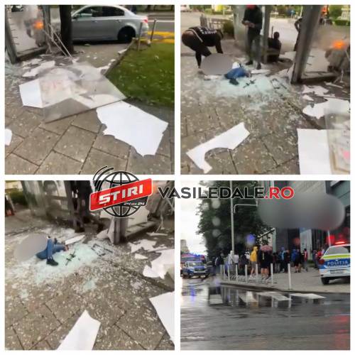 EXCLUSIV: Imagini terifiante! Doi oameni striviţi în staţia de autobuz de la mall de un tânăr din Buciumi care conducea un BMW (video şocant)