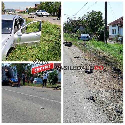 EXCLUSIV FOTO: I S-A FĂCUT RĂU LA VOLAN – La Viile Apei, un șofer a lovit cu mașina un localnic, apoi a izbit un podeț și s-a oprit într-un șanț