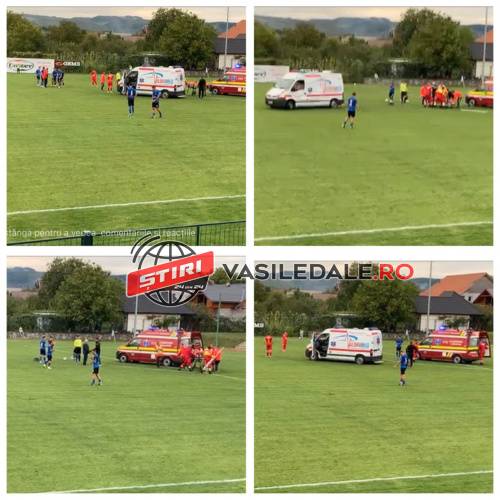 PANICĂ LA MECIUL DE FOTBAL DINTRE ŞOMCUTA MARE ŞI ZALĂU: Atacantul Sergiu Jurj a rămas inconştient pe gazon timp de câteva minute – foto, video