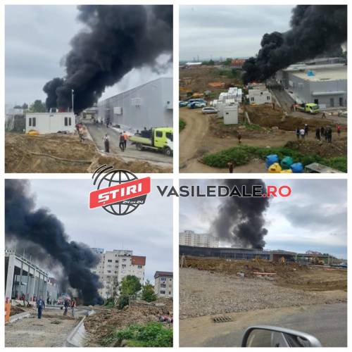 FOTO / VIDEO EXCLUSIV – Explozie urmată de incendiu la noul mall din Baia Mare