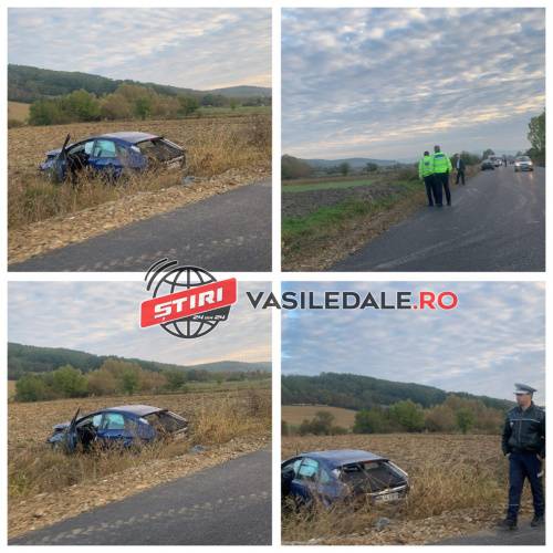 FOTO, VIDEO: Accident între Rodina şi Ariniş. O maşină a ajuns pe câmp – actualizare