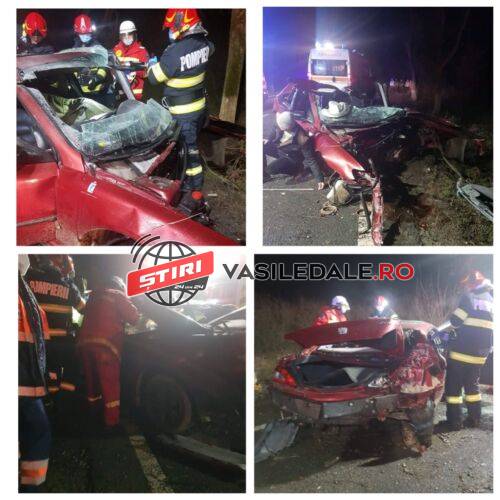 VIDEO EXCLUSIV – Accident grav la Cicârlău. O persoană încarcerată după ce s-a izbit cu mașina de un copac