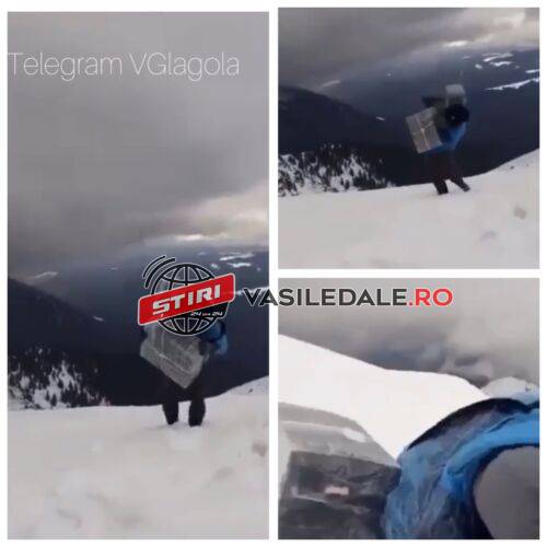 FOTO, VIDEO: Contrabandiștii de țigări din Ucraina s-au filmat în timp ce treceau ilegal granița prin munții din zona Valea Vișeului, cu marfa în spate, pe viscol