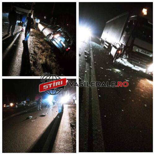 FOTO EXCLUSIV: Impact devastator între un TIR şi un autoturism la Satulung (actualizare)