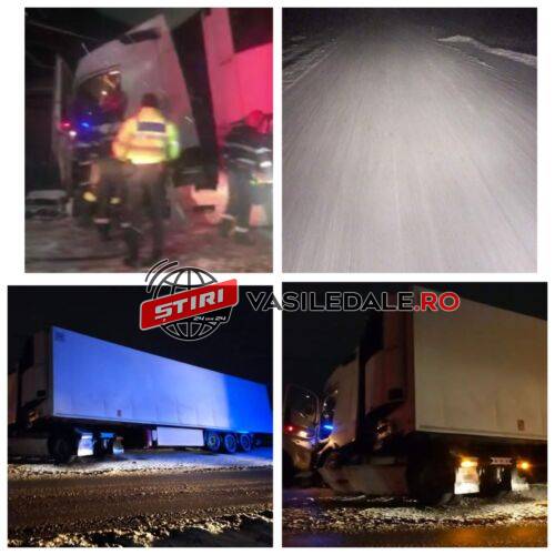 FOTO/VIDEO: TIR răsturnat în Lăpuşel. Exista scurgeri de combustibil. Haos pe toate drumurile din Maramureş – ACTUALIZARE