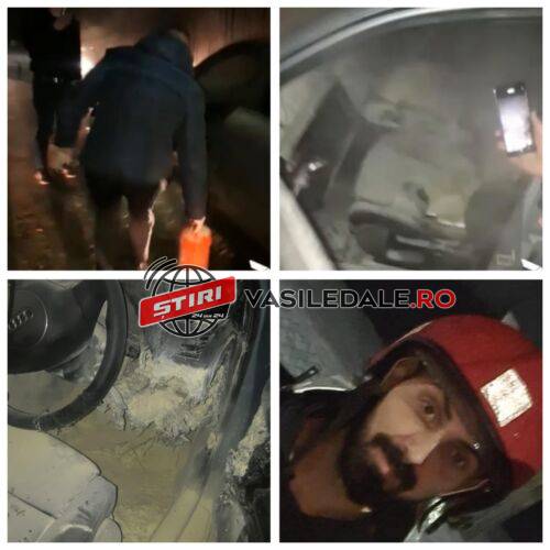 EXCLUSIV VIDEO: În seara de Crăciun de rit vechi, un pompier civil din Poienile de Sub Munte a stins un incendiu izbucnit la un autoturism