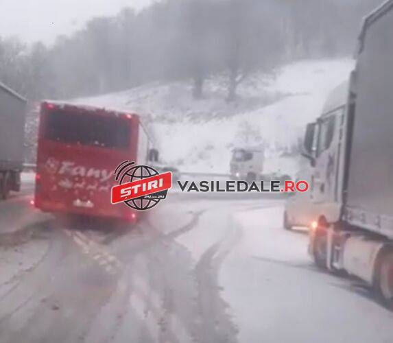 EXCLUSIV VIDEO: TIR-uri blocate pe DN 1C Baia Mare – Dej, în Pasul Mesteacăn