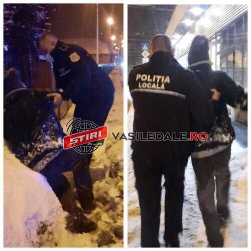 EXCLUSIV FOTO: Bărbat căzut în zăpadă salvat de la îngheț de un echipaj al Poliției Locale Baia Mare