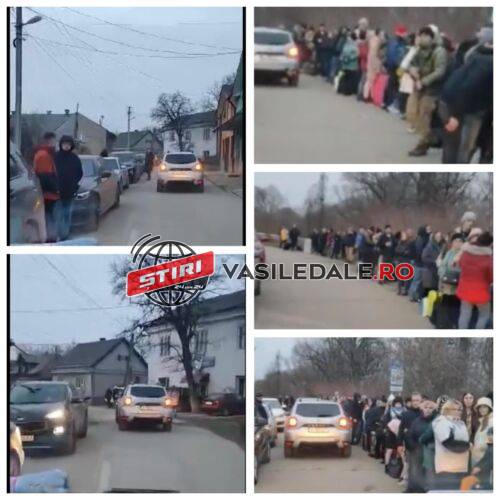 EXCLUSIV VIDEO: Solotvino, Ucraina – zona suferinței. Mii de femei, bătrâni și copilași așteaptă de peste 24 de ore să ajungă în România. Refugiații sunt păziți cu pistoalele mitralieră de soldați