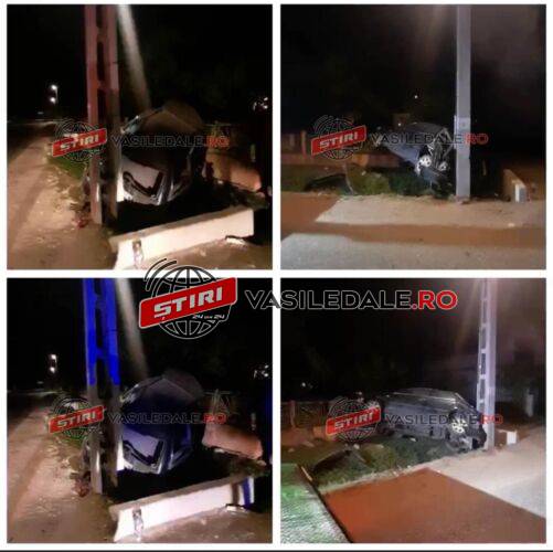 EXCLUSIV FOTO: Un adolescent beat și fără permis s-a izbit cu maşina de un stâlp pe Calea Mireşului din Şomcuta Mare. O persoană incarcerată – ACTUALIZARE