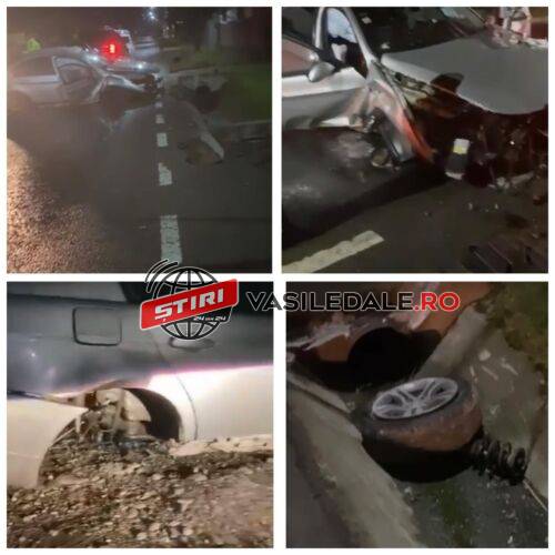 EXCLUSIV VIDEO: O șoferiță beată a intrat cu BMW-ul într-un podeț din Vișeu de Sus și l-a făcut praf. O tânără încarcerată