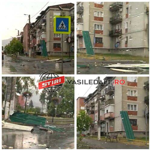Exclusiv video: Furtună în Baia Sprie – acoperișuri aruncate pe DN18. O mașină avariată
