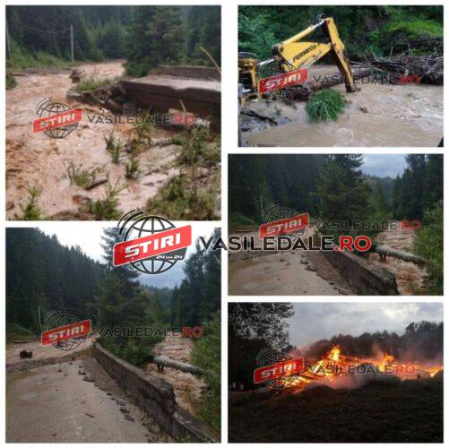 EXCLUSIV VIDEO: Prăpăd în Maramureș. Drumul dintre Băiuț și Botiza a fost rupt de viitură. O șură a fost lovită de trăsnet în Ungureni