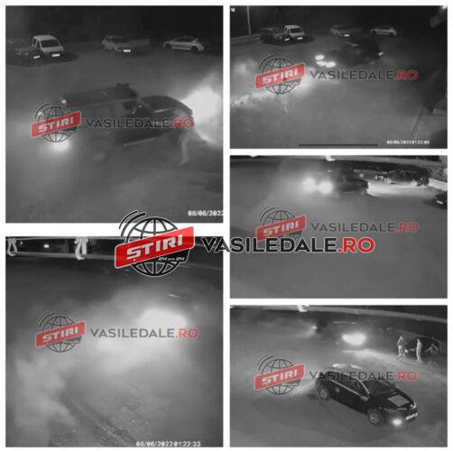 EXCLUSIV VIDEO: La vânătoare de oameni cu mașina de teren în parcarea unui restaurant din Borsa. Un rănit şi trei maşini distruse