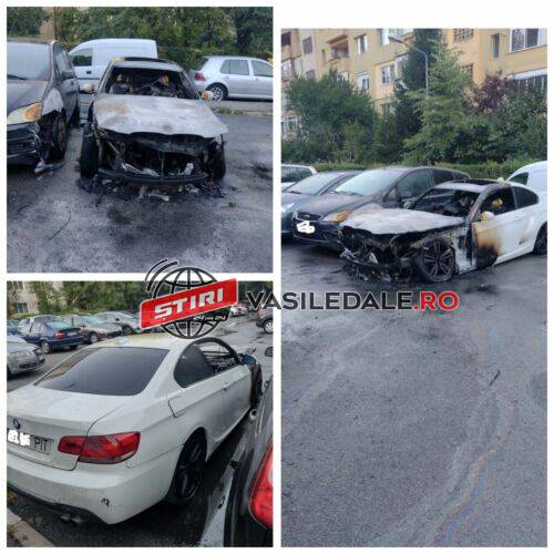 EXCLUSIV FOTO: Trei maşini distruse de un incendiu în Baia Mare