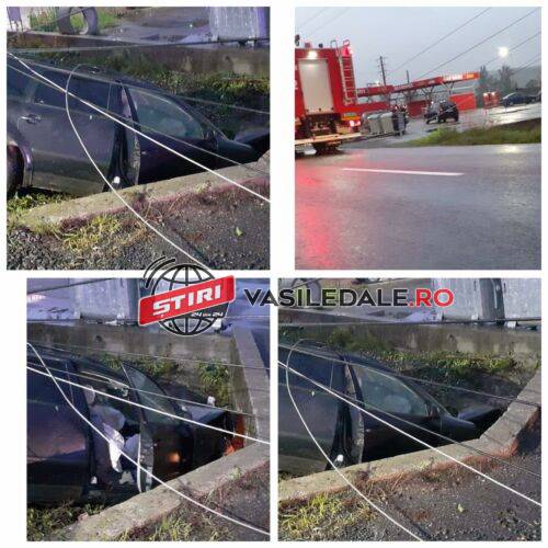 (Foto) Târgu Lăpuș – Doi adulți și 2 minore au fost rănite după ce o mașină a ajuns într-un podeț – ACTUALIZARE