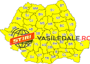 COD GALBEN: Alerte cu ploi torențiale, vijelii și grindină până duminică seara