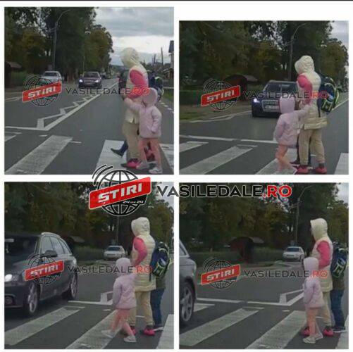 EXCLUSIV VIDEO: Inconștiență maximă – La un pas de a spulbera o mamă cu doi copilași care traversau regulamentar DN1C la Satulung