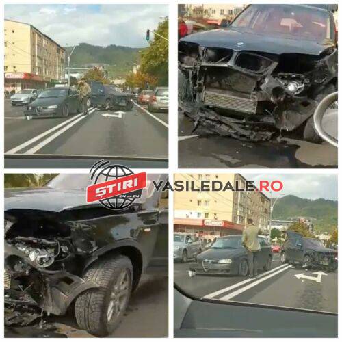 EXCLUSIV VIDEO: Impact violent între un BMW și o Alfa Romeo pe bd Decebal din Baia Mare