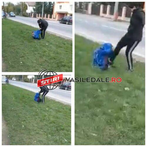 VIDEO: O mamă a fost filmată când își bătea copilul în fața unei școli, în Sighetu Marmației