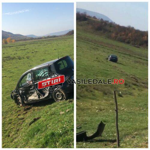 EXCLUSIV VIDEO: Două mașini s-au acroșat la Suciu de Jos. Ambele au ajuns pe imaș